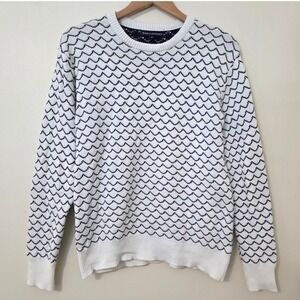 Kiel James Patrick Nautical Wave Knit Sweater Sz M Crewneck Preppy Coastal